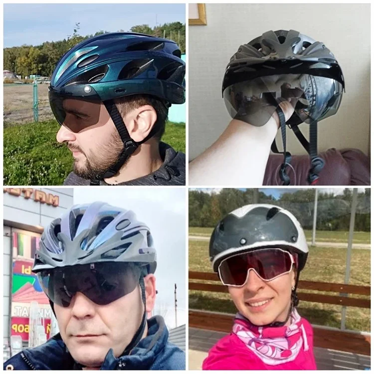 ROCKBROS TT-16-001 Bicycle Helmet Shock Absorbing EPS Cycling Helmet with Goggles Lens - Titanium