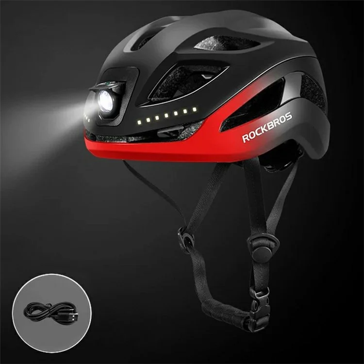 ROCKBROS ZK-077 Avertissement Lumière Vélo Casque Vélo Casque Protection de la Tête (CE) - Noir+Rouge