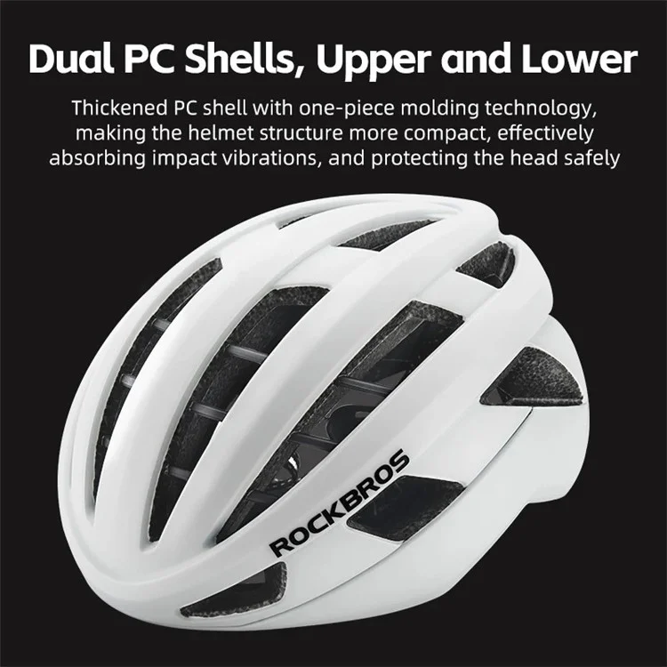 ROCKBROS LK-11 Anquetil Cycling Helmet Head Protection PC+EPS Shock-Absorbed Helmet (CE) - Glossy / Grey