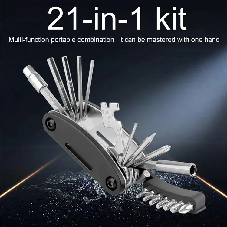 BENGGUO BG-9890 MTB Bike Foldable Maintenance Wrench Repair Kits 21 Em 1 Multi-Function Bike Tools - Preto