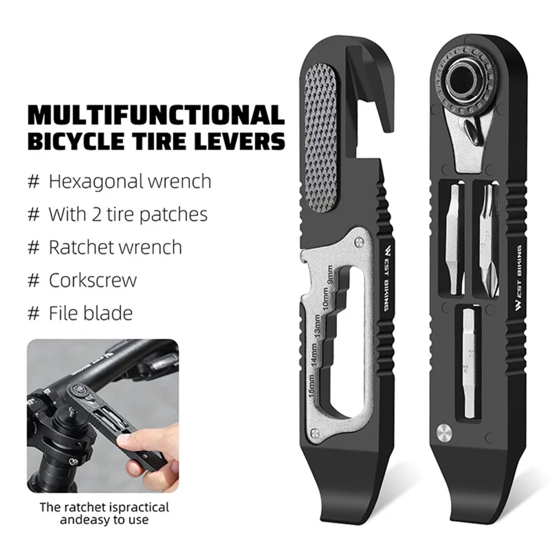 WEST BIKING YP0719393 2Pcs Bicycle Tire Crowbar Hex Wrench Multifunctional Bike Repair Tool