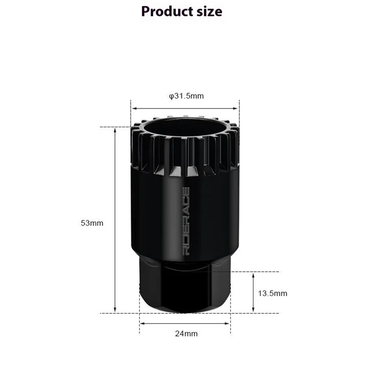 RIDERACE RR9528BK MTB Bike Bottom Bracket Flywheel Sleeve CRV Bottom Bracket Removal Tool