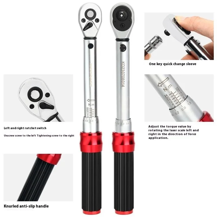 Riderace RR9512 1 / 4 Pouces de Conduite Cliquez Sur Torque Tirque Set Bike 2-24nm Kit de Serre de Couple Préréglable Réglable