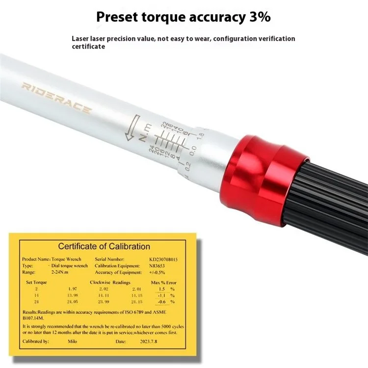 Riderace RR9512 1 / 4 Pouces de Conduite Cliquez Sur Torque Tirque Set Bike 2-24nm Kit de Serre de Couple Préréglable Réglable