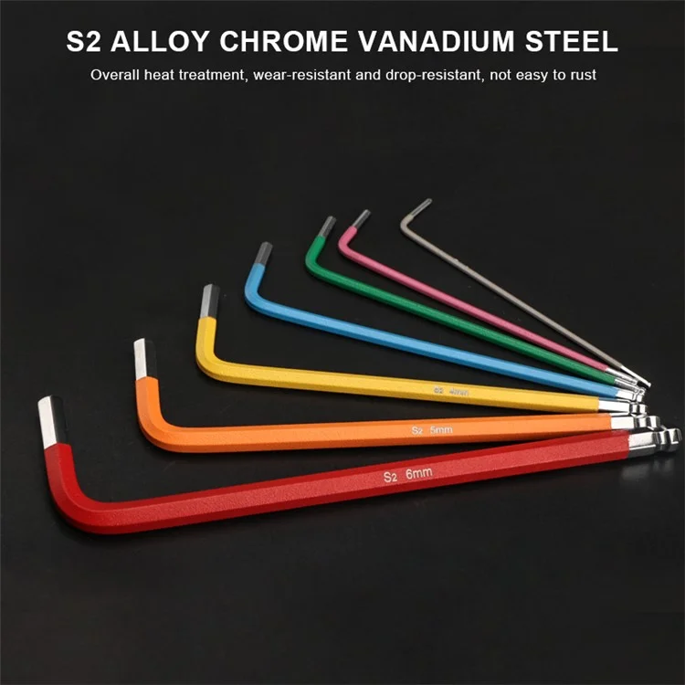 RIDERACE RR7767 7Pcs / Set Colored Allen Key Set Ball End Hex Wrench Kit