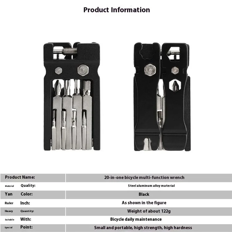 RIDERACE RR9350 Bicycle Tool Kit Compact Size 20 in 1 Bike Repair Tools Set