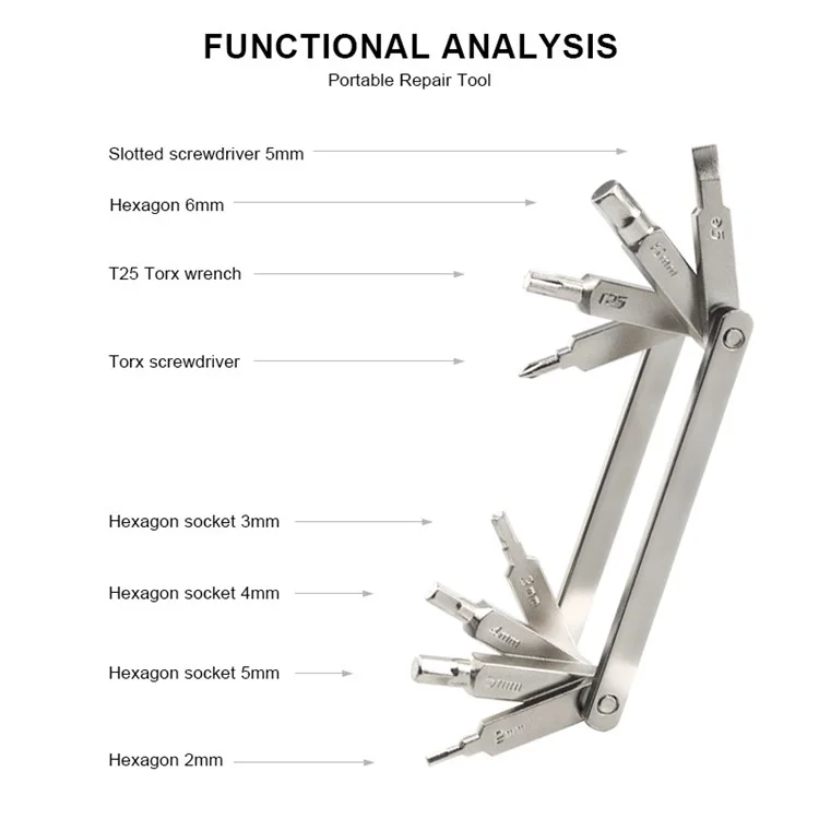 RIDERACE RR9233STD Bicycle Repair Tool Set 8 In 1 Multifunction Bike Parts Removal Screwdriver Wrench