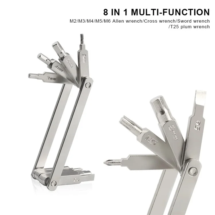 RIDERACE RR9233STD Bicycle Repair Tool Set 8 In 1 Multifunction Bike Parts Removal Screwdriver Wrench
