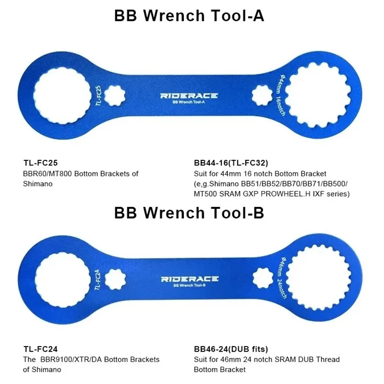 RIDERACE RR9353 Bicycle Bottom Brackets Wrench Aluminum Alloy Bike Install Repair Tool - Style A / TL-FC25
