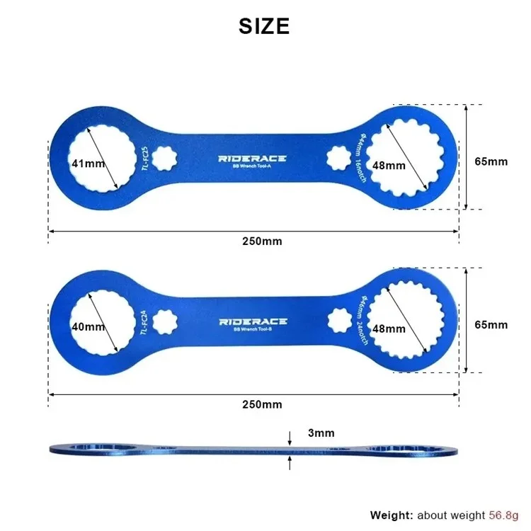 RIDERACE RR9353 Bicycle Bottom Brackets Wrench Aluminum Alloy Bike Install Repair Tool - Style A / TL-FC25