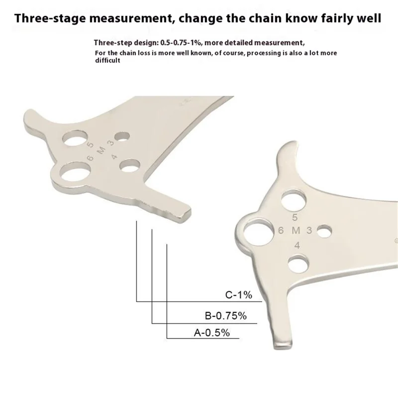 RIDERACE RR9342 Bicycle Chain Wear Screw Measuring Instrument Chain Hook Stainless Steel Caliper