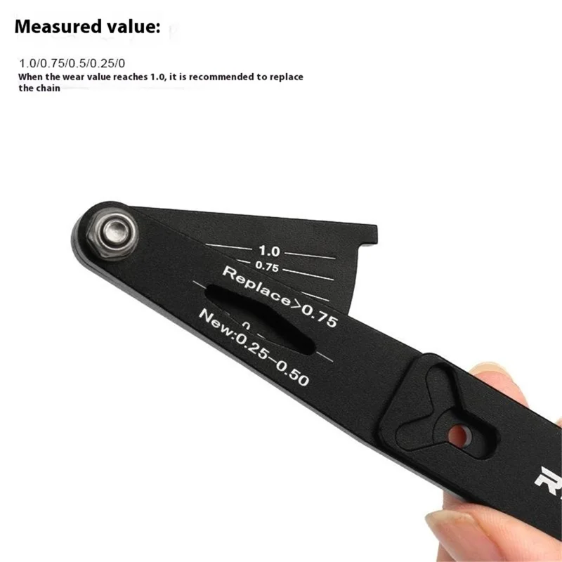 RIDERACE RR9267 Bicycle Chain Wear Measurement Tool 2 in 1 Combined Link Wear Checker - Black