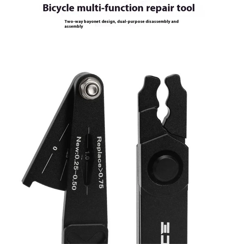 RIDERACE RR9267 Bicycle Chain Wear Measurement Tool 2 in 1 Combined Link Wear Checker - Black