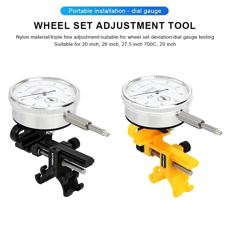 RIDERACE RR9510 Truing Stand Truing Wed Com Indicador de Discagem Mini Rims Ferramenta de Ajuste - Preto