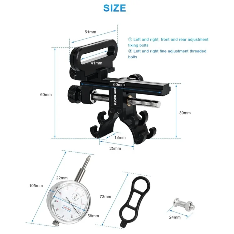 RIDERACE RR9510 Truing Stand Truing Wed Com Indicador de Discagem Mini Rims Ferramenta de Ajuste - Preto