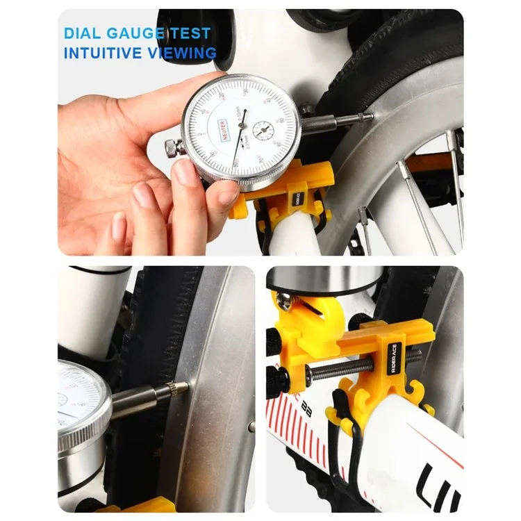 RIDERACE RR9510 Truing Stand Truing Wed Com Indicador de Discagem Mini Rims Ferramenta de Ajuste - Preto
