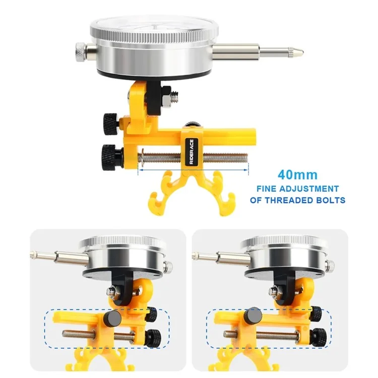 RIDERACE RR9510 Bicycle Wheel Truing Stand with Dial Indicator Gauge Mini Rims Adjustment Tool - Yellow