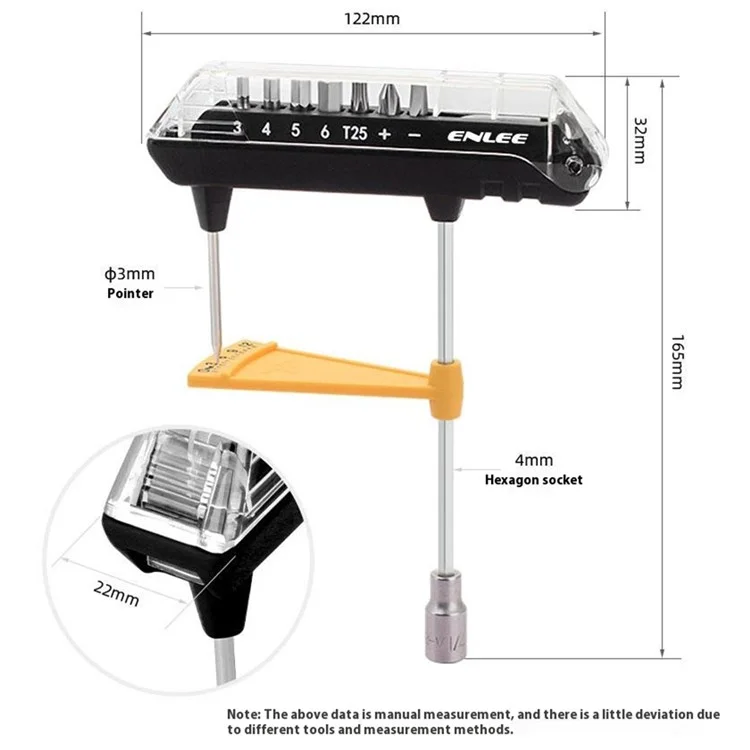 ENLEE TL-12 S2 Alloy Steel Bike Torque Wrench Screwdriver Bit Set Bicycle Repair Tool Kit