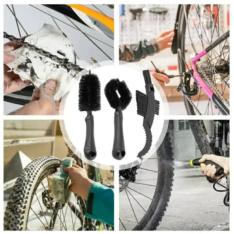 BENGGUO BG-3070 3-teiliges Fahrrad-Reifenreinigungswerkzeug-Set Fahrrad-Wartungskettenbürsten