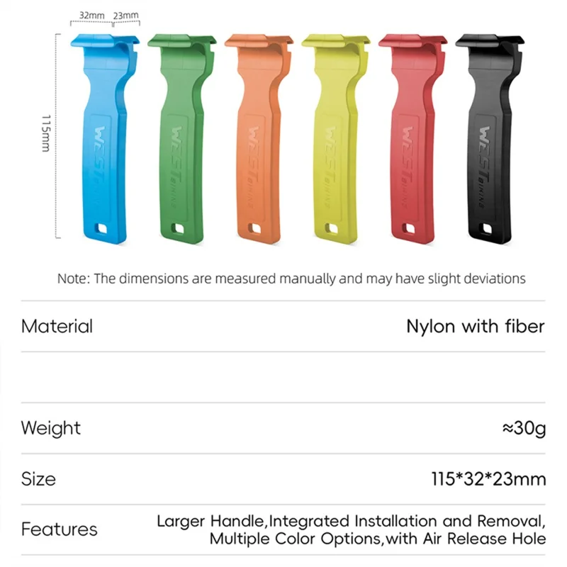 WEST BIKING Bicycle Tire Lever Nylon Integrated Tire Removal Tool for Mountain / Road Bikes - Red