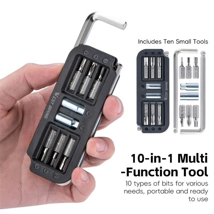 WEST BIKING YP0719446 10 In 1 Portable Bicycle Repair Tool Multifunction Combination Wrench