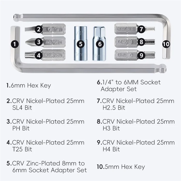 WEST BIKING YP0719446 10 In 1 Portable Bicycle Repair Tool Multifunction Combination Wrench