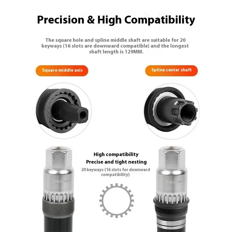 YIQUAN 13FQ0130 Bicycle Bottom Bracket Removal Tool Socket Wrench Square Hole Installation Repair Kit