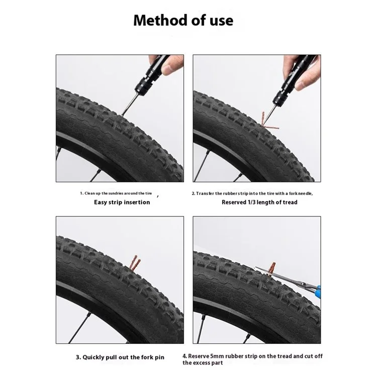ROCKBROS 43210006 / BG-9901 Mountain Road Bike Tubeless Tire Repair Kit with Rubber Strips