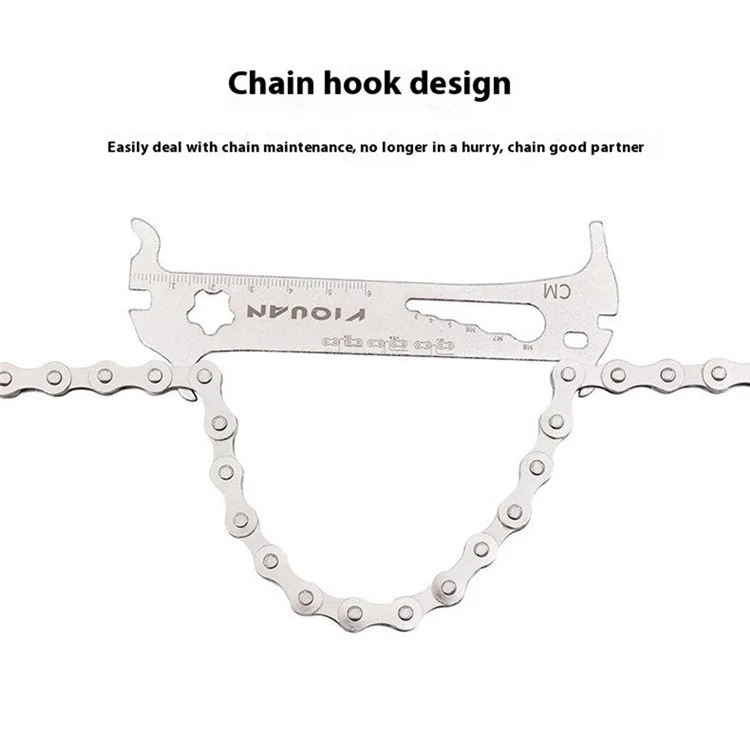 YIQUAN 304 Stainless Steel Bicycle Chain Wear Indicator Checker Multifunction Repair Tool for Mountain Road Bike