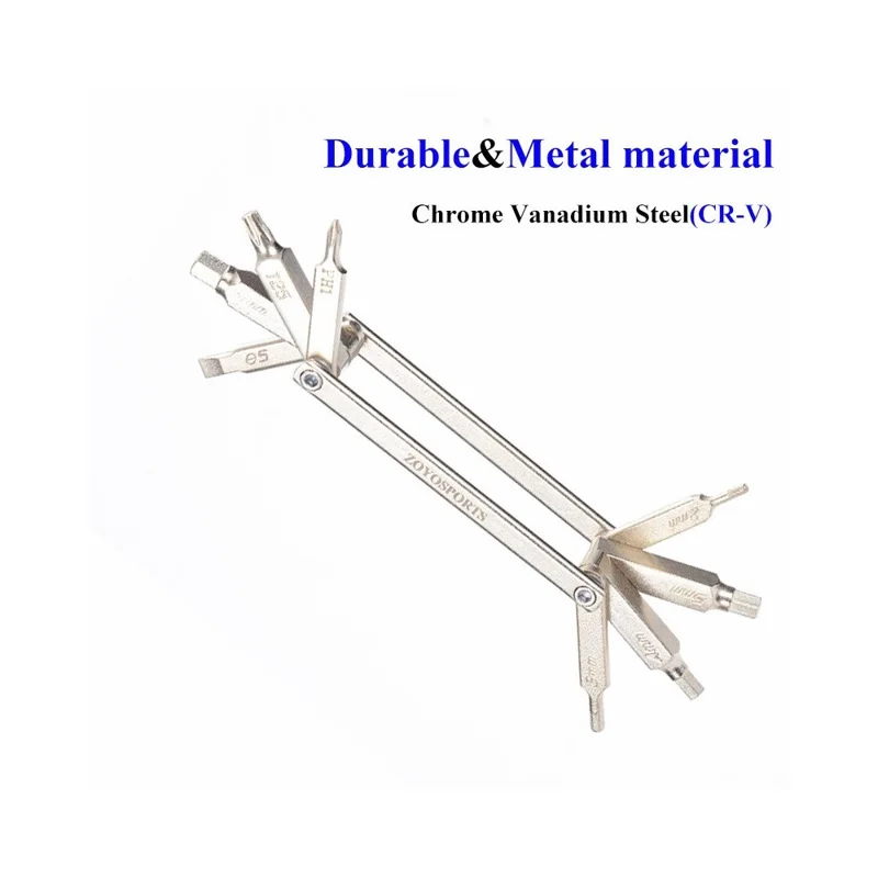 ZOYOSPORTS bt077 8 in 1 Bicycle Repair Tool Stainless Steel Multi-Function Folding Screwdriver Wrench