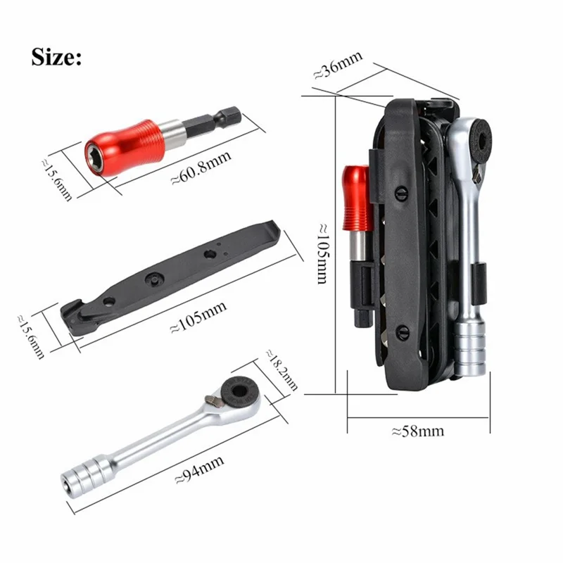 ZOYOSPORTS ZY-BT18 MTB Road Bike Mini Ratchet Tool Set S2 Steel Multifunctional Bicycle Repair Kit