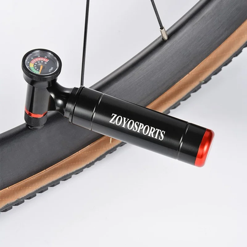 ZOYOSPORTS ZY-P002B Портативный насос для велосипеда с CO2-инфлятором и манометром, алюминиевый, для накачки углекислым газом, без газового баллончика