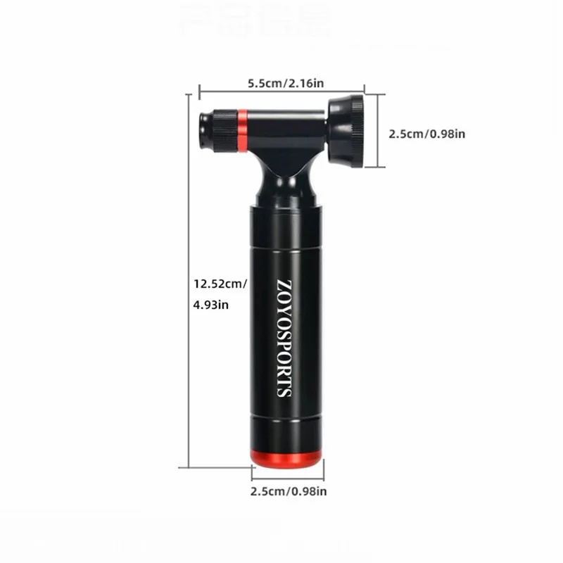ZOYOSPORTS ZY-P002B Портативный насос для велосипеда с CO2-инфлятором и манометром, алюминиевый, для накачки углекислым газом, без газового баллончика