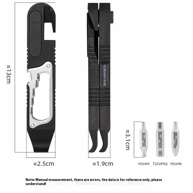 ZOYOSPORTS ZY-BT12 Attrezzo Multiuso per Riparazione Bicicletta con Leva Pneumatici, Chiave Esagonale, Cricchetto e Cacciavite