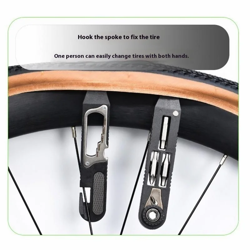 ZOYOSPORTS ZY-BT12 Attrezzo Multiuso per Riparazione Bicicletta con Leva Pneumatici, Chiave Esagonale, Cricchetto e Cacciavite