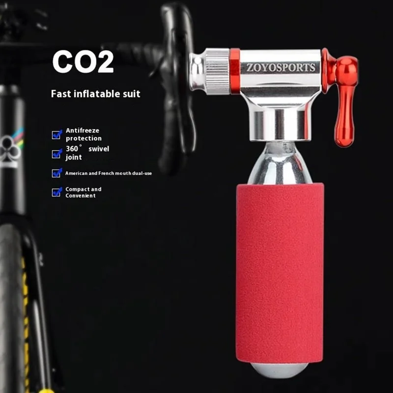 ZOYOSPORTS bp1025a Mini Pompa per Bicicletta con Cilindro di CO2 Gonfiatore Portatile per Pneumatici - Rosso