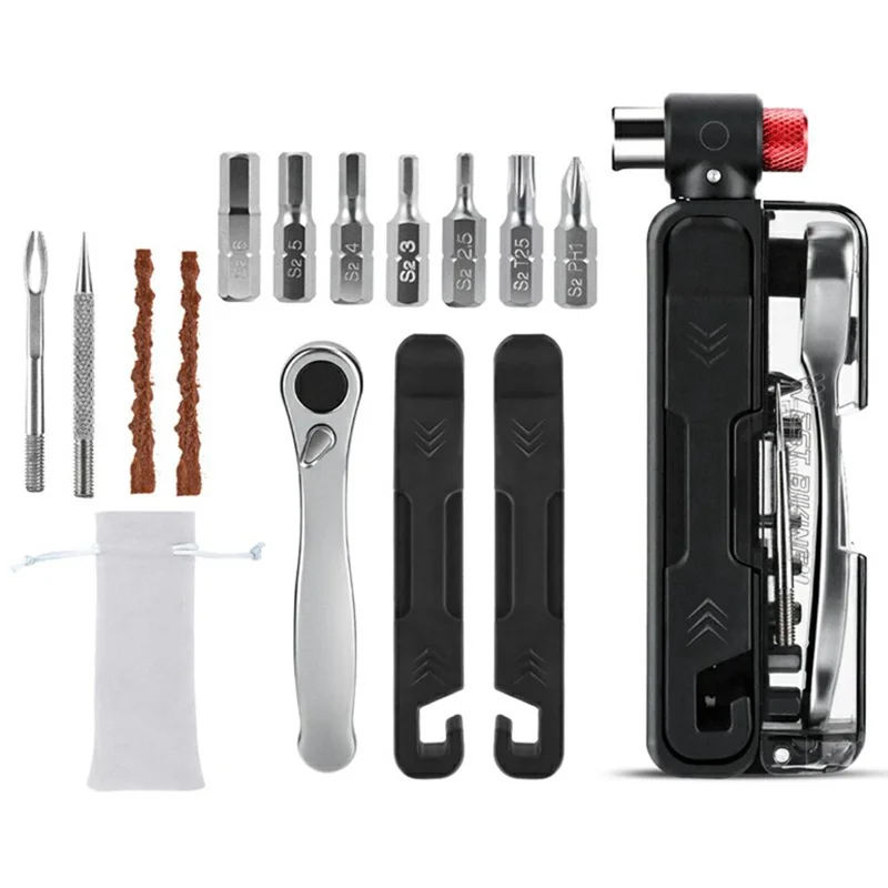 WEST BIKING 0719452B0000 Bike Repair Tool Kit Multifunctional Hex Key CO2 Inflator Valve Set for Bicycle Maintenance