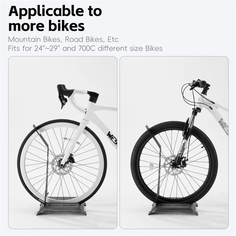 WEST BIKING YP0723027 L-Shaped Bike Stand for Mountain Road Bicycle Carbon Steel Adjustable Floor Parking Rack