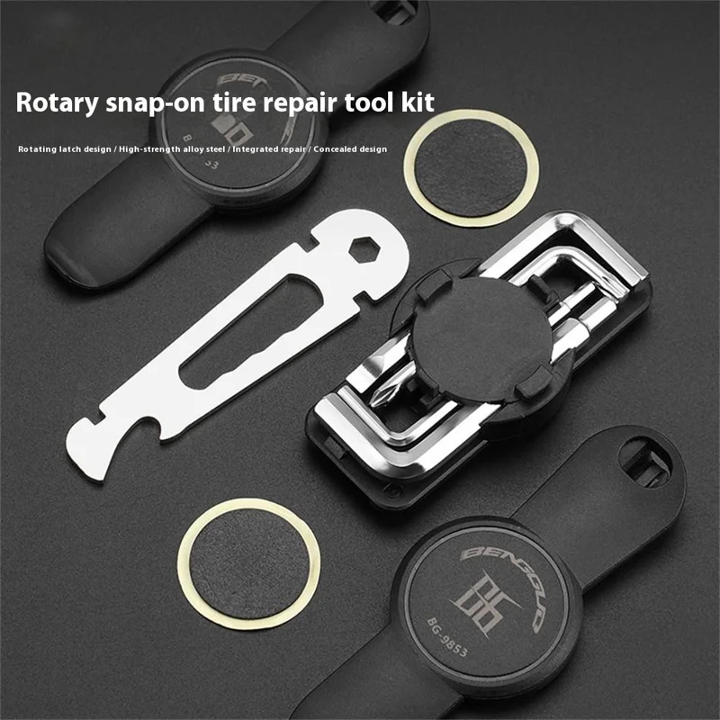 BENGGUO BG-9853 13 in 1 Portable Bike Tire Repair Tool Rotary Locking Design Multifunctional Wrench