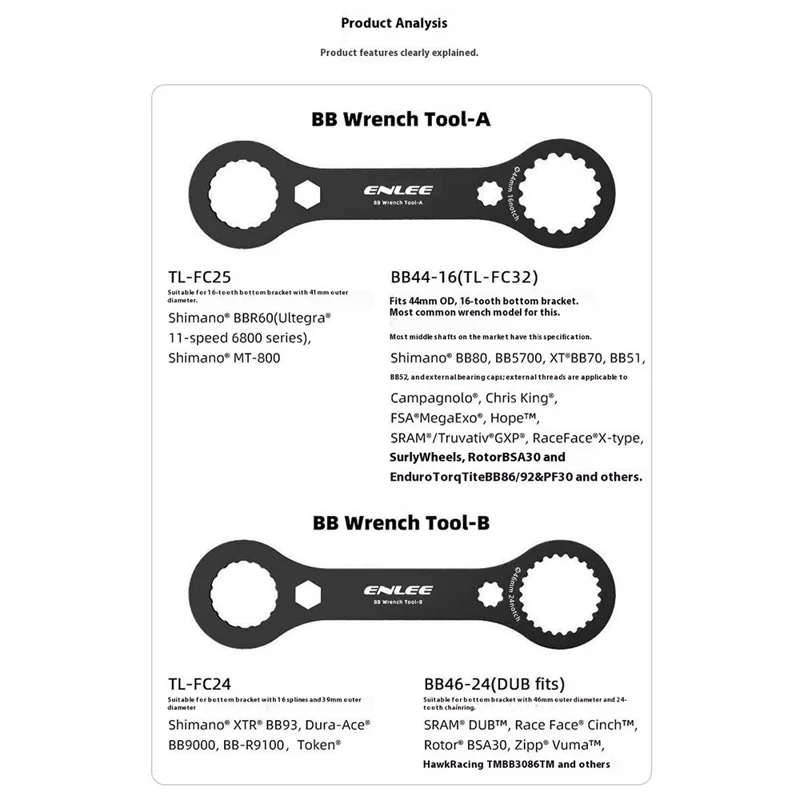 ENLEE EN-BB25 Fahrrad-BB-Schlüssel Aluminiumlegierung Fahrrad-Innenlager-Schlüssel Centerlock-Reparaturwerkzeug - Stil A / 44mm