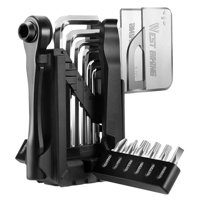 WEST BIKING YP0719453 Portable Bicycle Ratchet Wrench Set Multifunctional Bike Repair Tool Kit