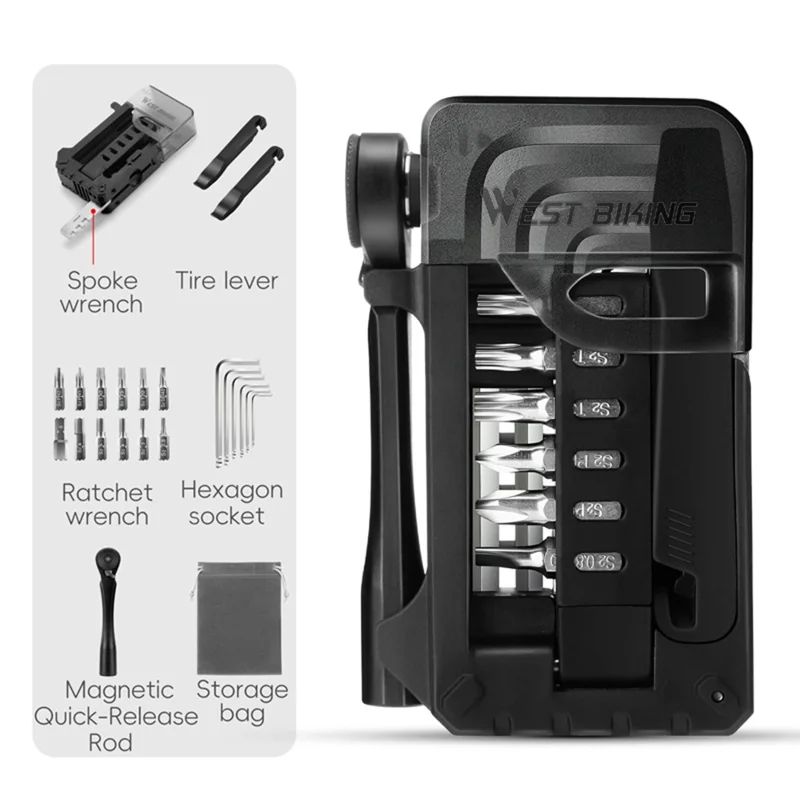 WEST BIKING YP0719453 Portable Bicycle Ratchet Wrench Set Multifunctional Bike Repair Tool Kit