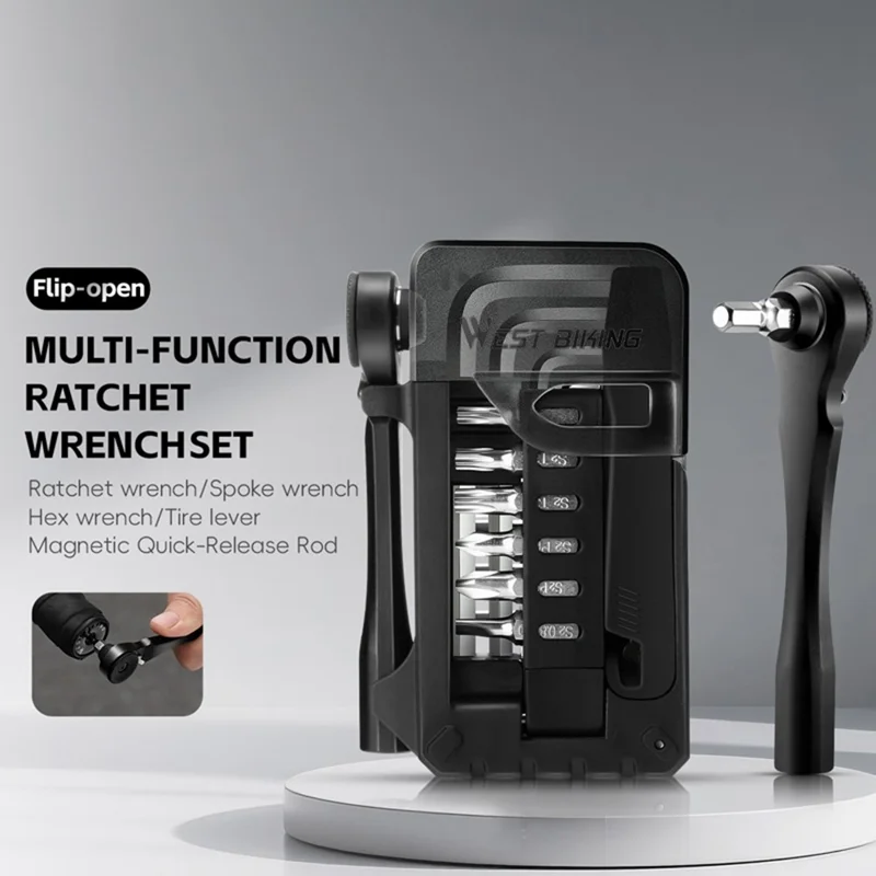 WEST BIKING YP0719453 Portable Bicycle Ratchet Wrench Set Multifunctional Bike Repair Tool Kit