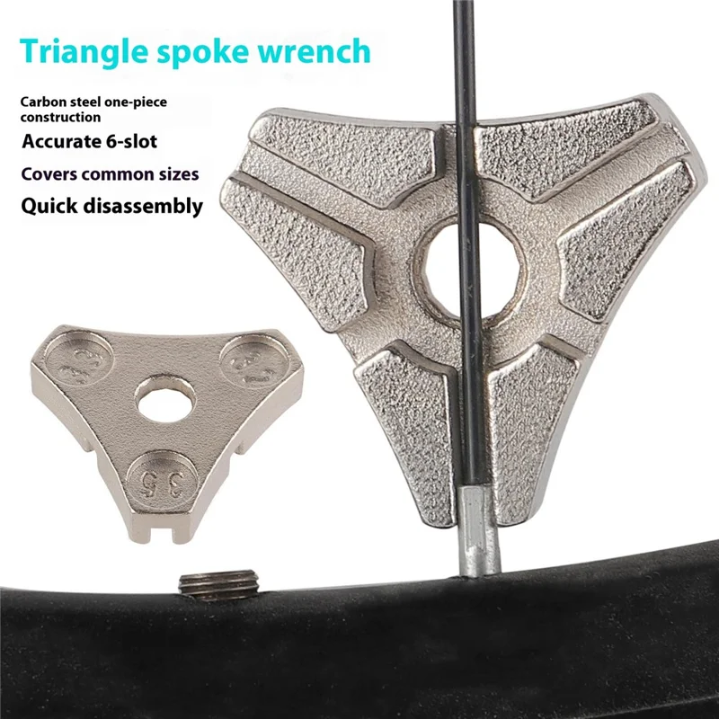 103409-1 Bicycle Spoke Wrench 6 Sizes Triangular Carbon Steel Bike Wheel Truing Repair Tool