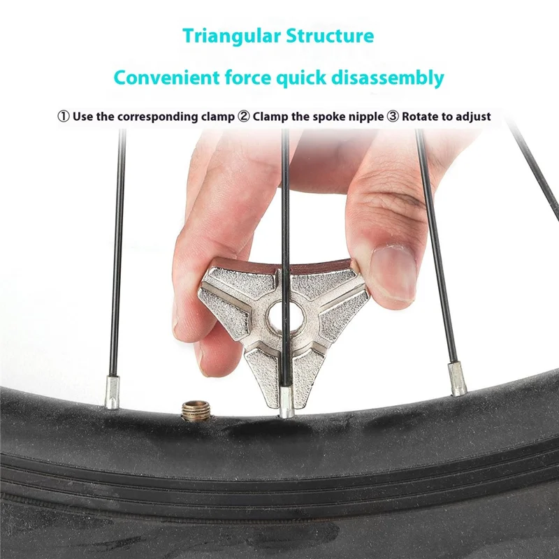103409-1 Bicycle Spoke Wrench 6 Sizes Triangular Carbon Steel Bike Wheel Truing Repair Tool