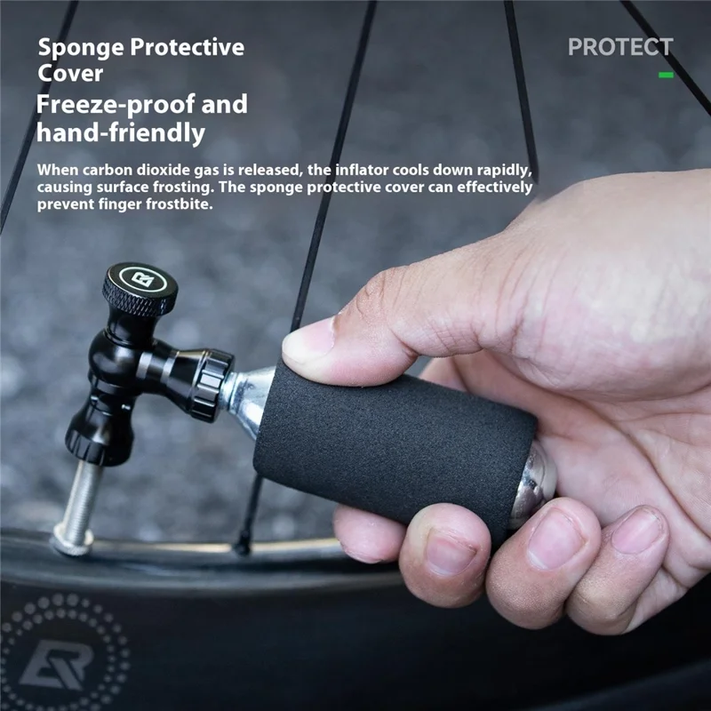 ROCKBROS CO2 Inflator Head for Bike Tires Quick Inflation Presta and Schrader Valve Adapter, 420003 TG-C8006 420003001 - Black