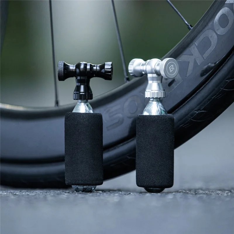 ROCKBROS CO2 Inflator Head for Bike Tires Quick Inflation Presta and Schrader Valve Adapter, 420003 TG-C8006 420003001 - Black