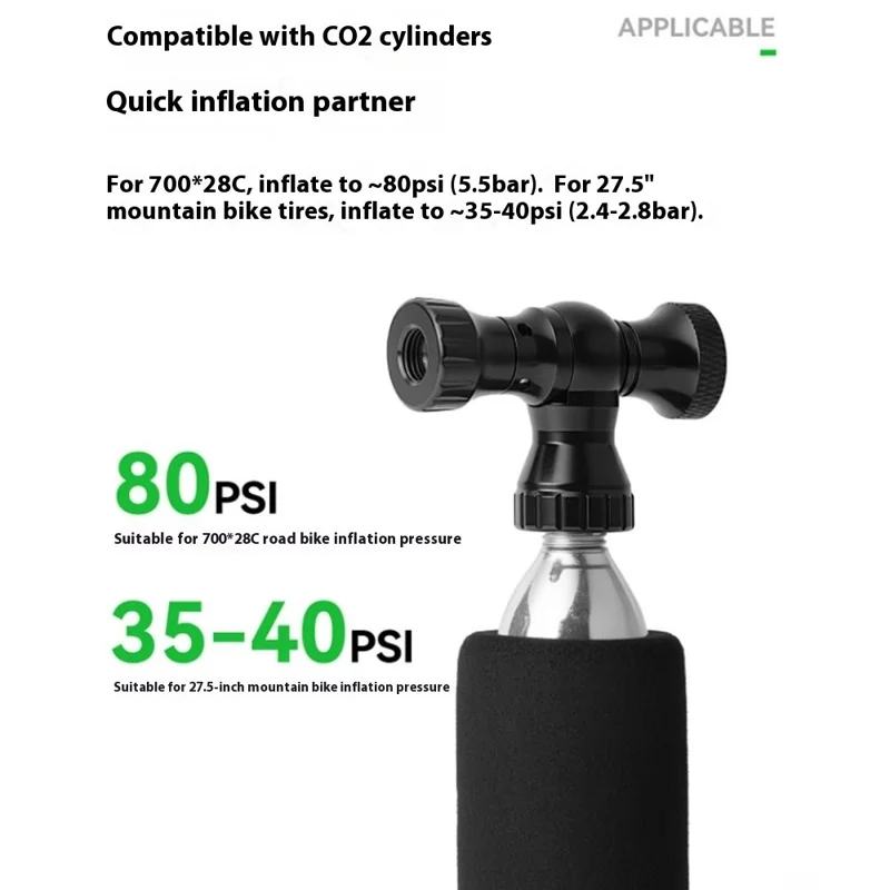 ROCKBROS CO2 Inflator Head for Bike Tires Quick Inflation Presta and Schrader Valve Adapter, 420003 TG-C8006 420003001 - Black