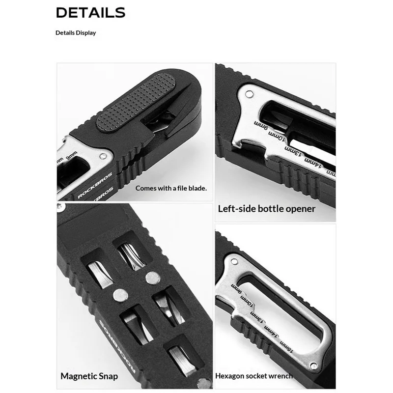 ROCKBROS 430002001 Multifunktions-Felgenhebel Fahrrad-Reparaturwerkzeug Ratschen-Schlüssel für Mountainbike und Rennrad