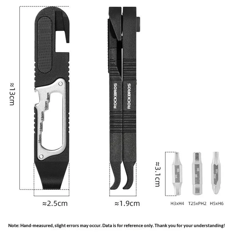 ROCKBROS 430002001 Multifunktions-Felgenhebel Fahrrad-Reparaturwerkzeug Ratschen-Schlüssel für Mountainbike und Rennrad